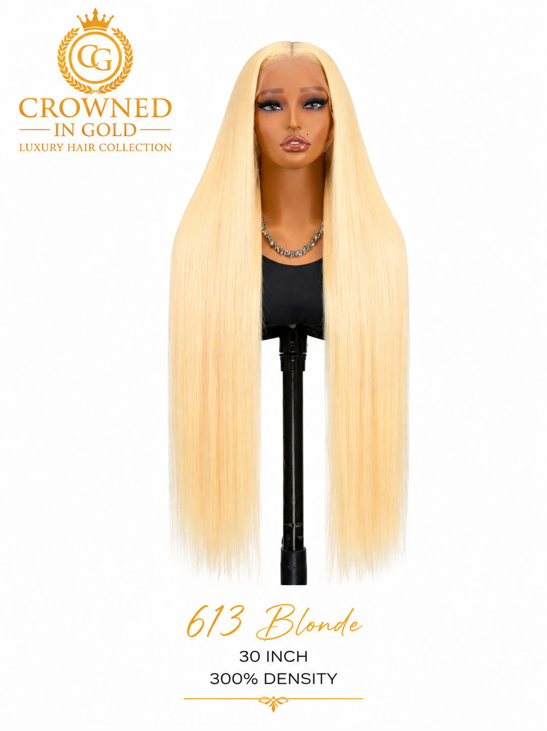 A long, straight blonde wig 613 Blonde, 30 INCH, 300% DENSITY