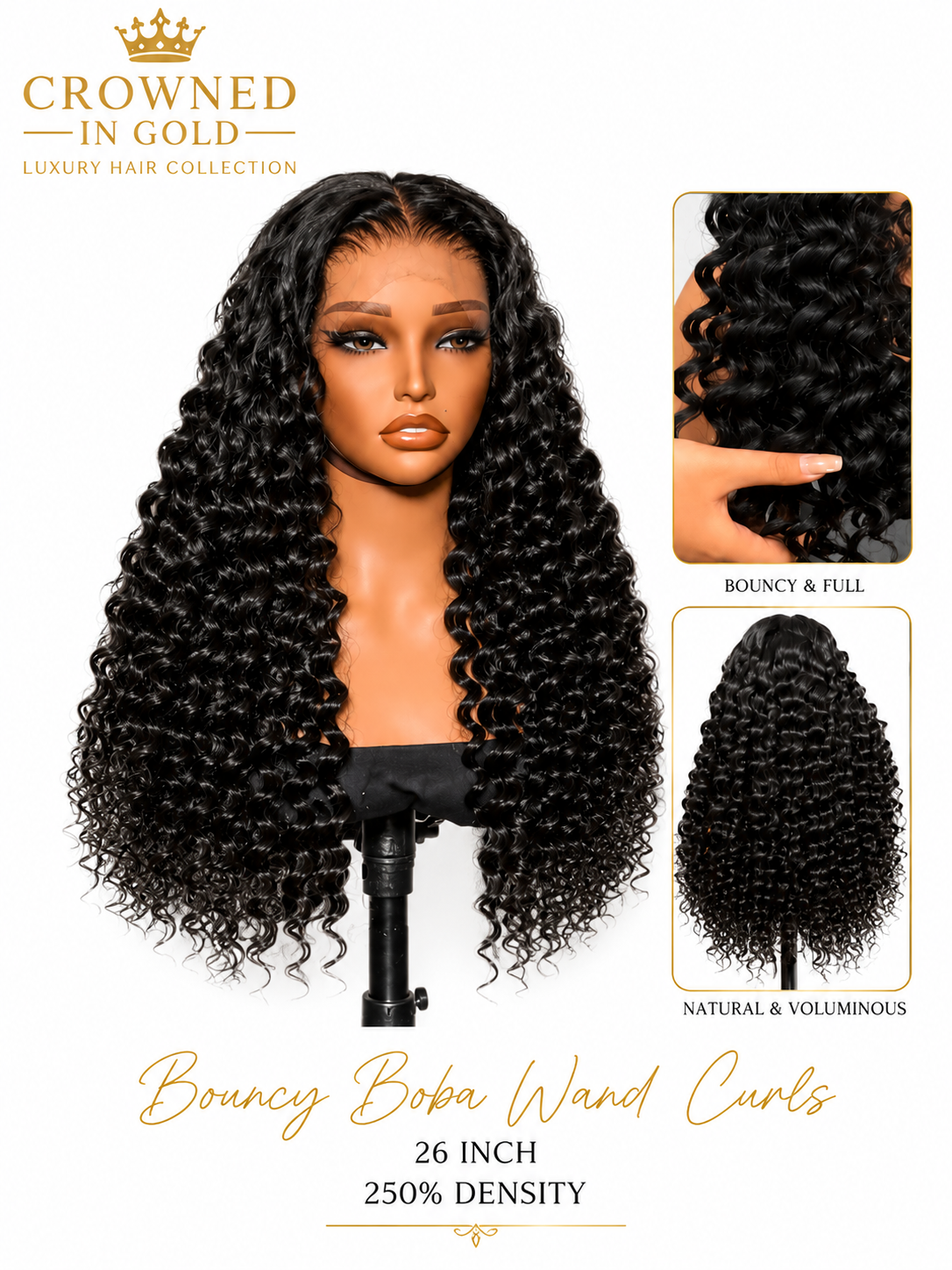 Natural Black Bouncy Boba Wave Curls 26 Inch 250% Density'.