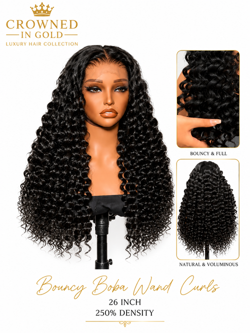 Natural Black Bouncy Boba Wave Curls 26 Inch 250% Density'.