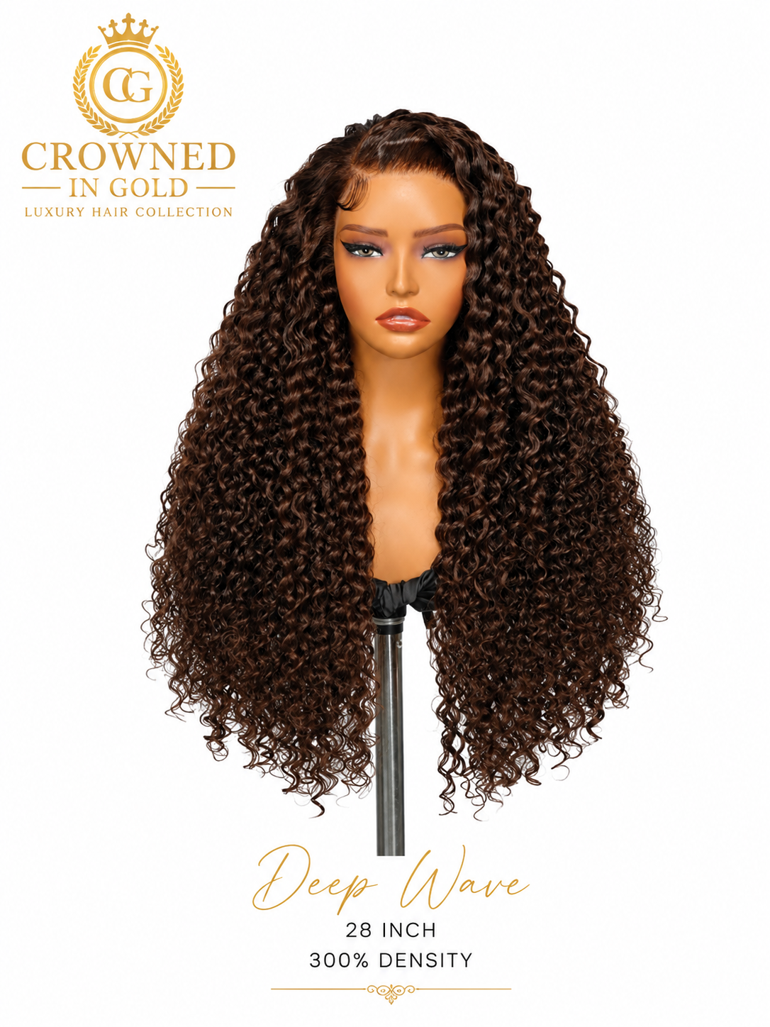 A long, #4 Brown Deep Wave, 28 Inch, 300% Density